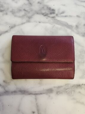 Authentic Vintage Bordeaux Cartier Bifold Kisslock Wallet